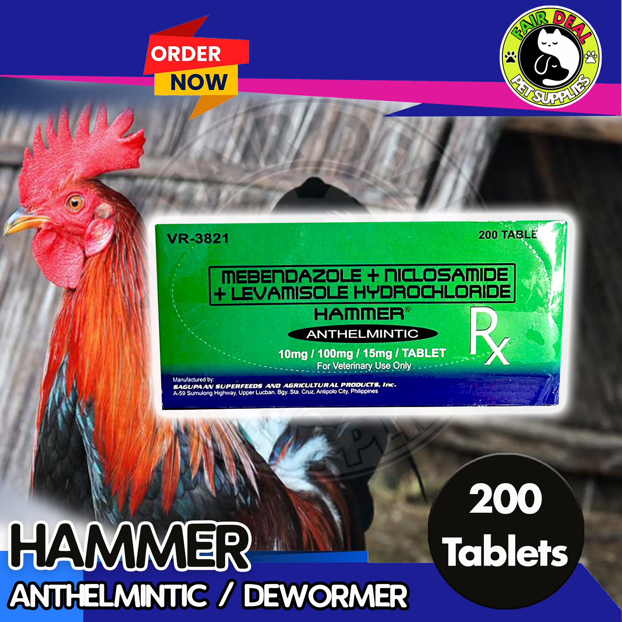 HAMMER GAME FOWL DEWORMER 200 Tablets Lazada PH
