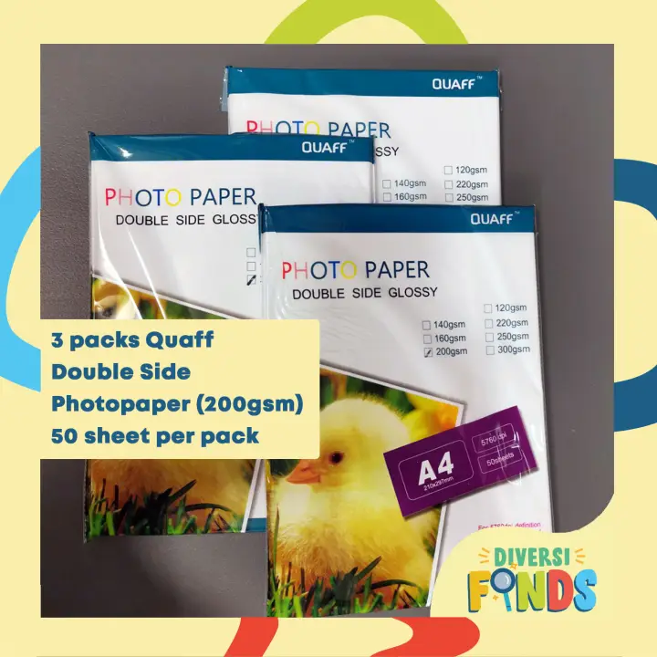 3 Packs Quaff Photo Paper Double Side Glossy 0gsm White Size Photopaper Photopapers 50 Sheets Pack Lazada Ph
