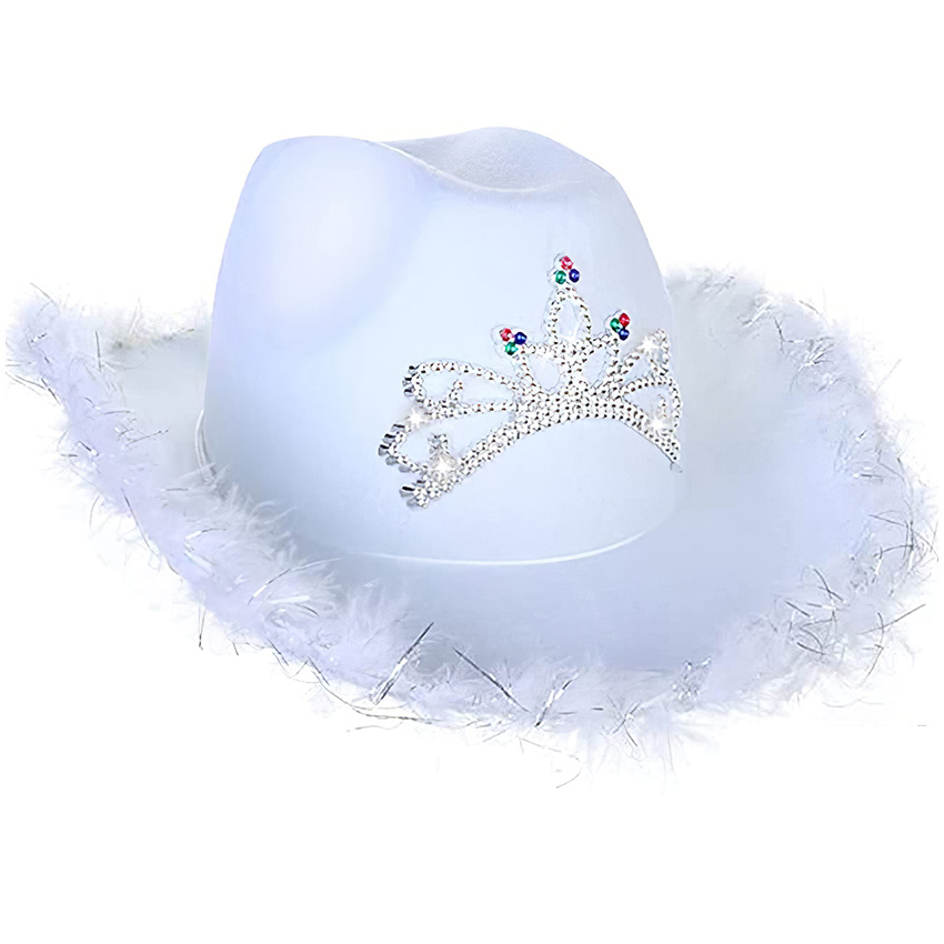 Cowboyhut Mit Tiara & Pailletten – Rosa Western-Hut Für Cowgirl-Kostüme & Partys