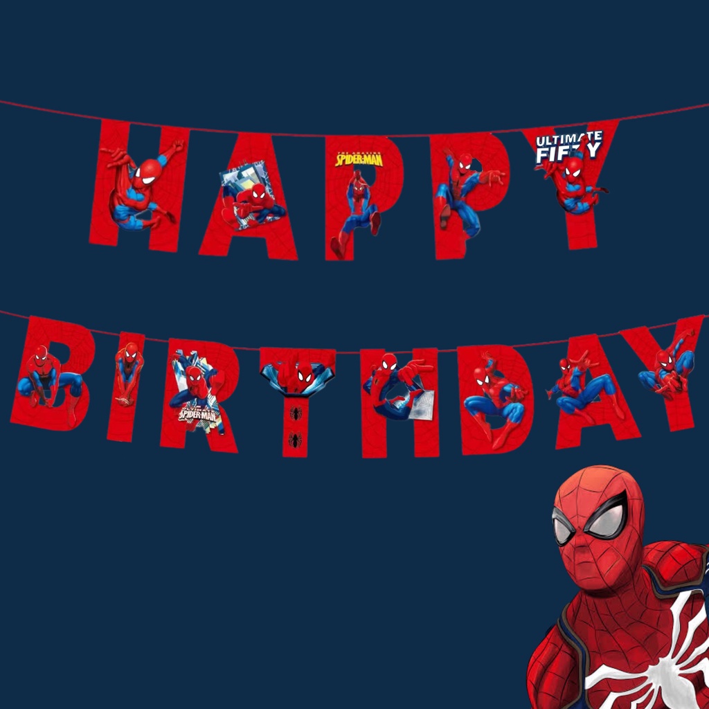 PS-271 (13 pcs ) Happy Birthday Party Banner Spider man Spiderman theme  Garland Decoration Banner | Lazada PH