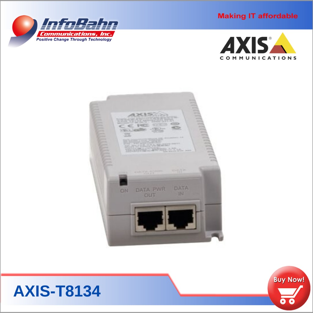 AXIS T8134 Midspan 60W High PoE 1 Port Midspan (PN: 5900-334) Infobahn ...