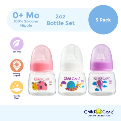Child Care 2oz Baby Bottle Set (Anti-Colic Feeding bottle) (Wide Neck Bottle) (BPA Free Feeding Bottle) (Feeding Set)