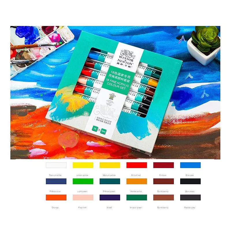 Winsor&Newton Acrylic Paints Set 12/18/24 Colors 10ML Hand Painted Wall