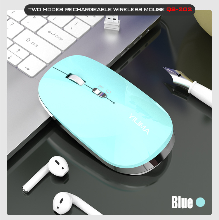 Wireless Bluetooth Mouse,LED Rechargeable Slim Silent Laptop  Mouse,Portable(BT5.2+USB Receiver)Dual Mode Computer Mice,Quick Precise  Responsiveness
