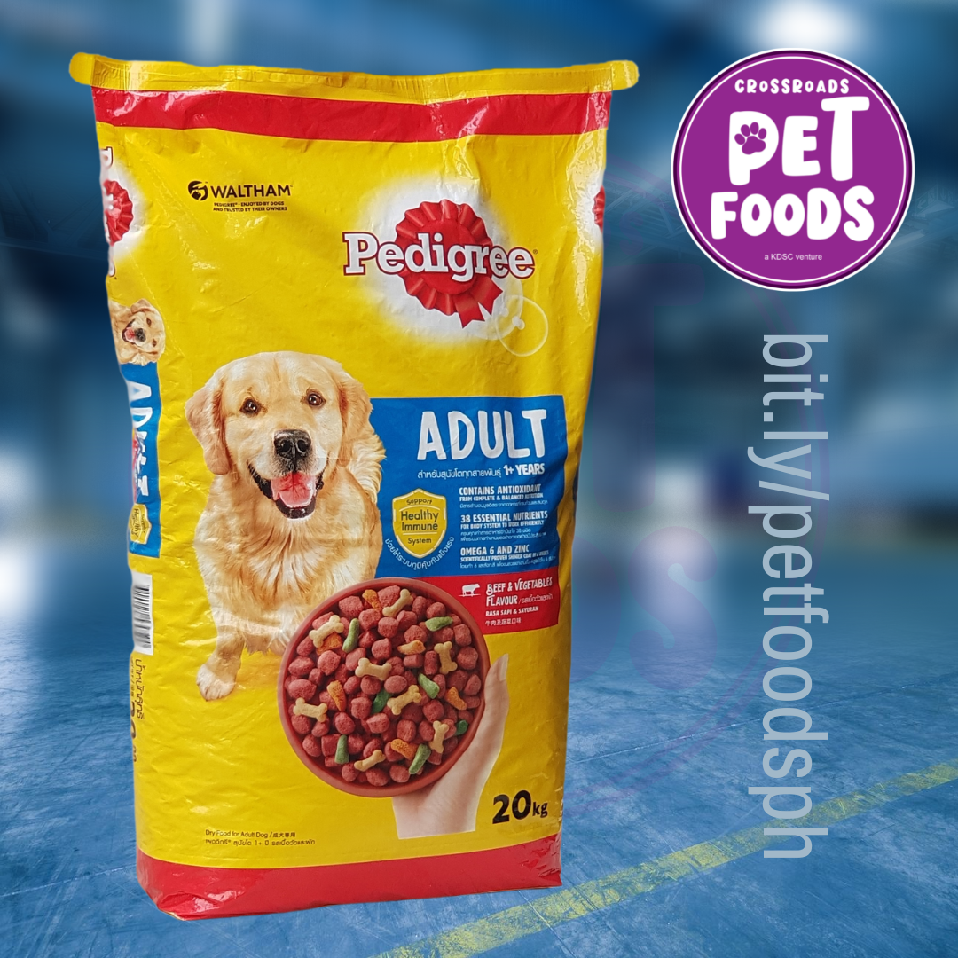 PEDIGREE ADULT DRY DOG FOOD • 20KG • BEEF - VEGETABLES • KIBBLES ...