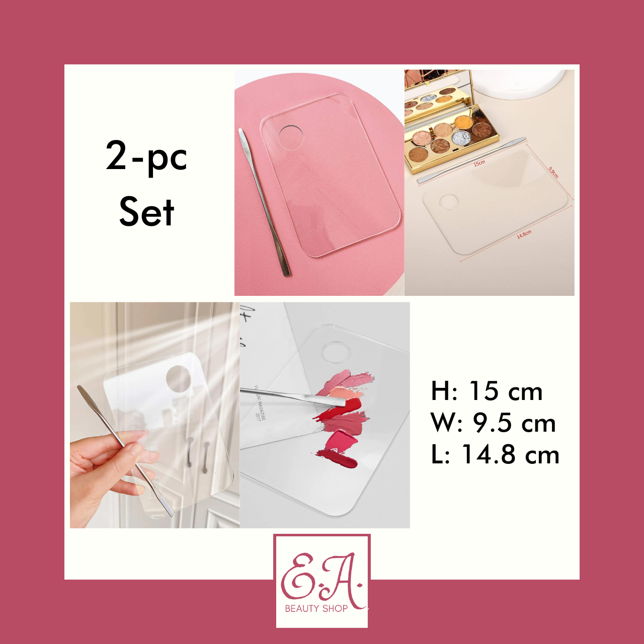 Acrylic Makeup Mixing Tray with DualEnded Spatula (Clear) Lazada PH