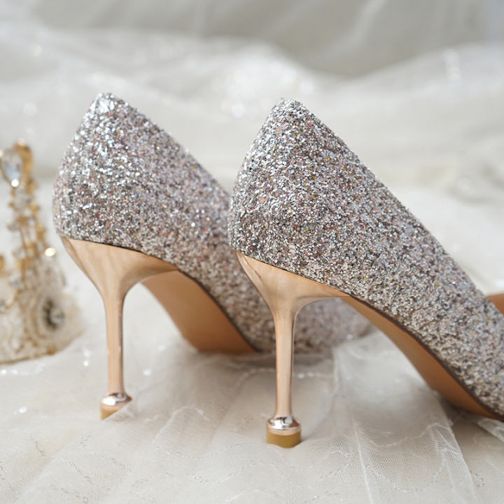 pink sequin heels
