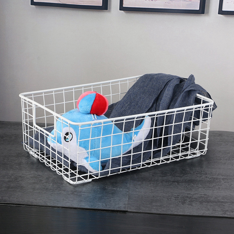 Creative Metal Wire Storage Basket with Handle Wrought Iron Sundries Container Kitchen