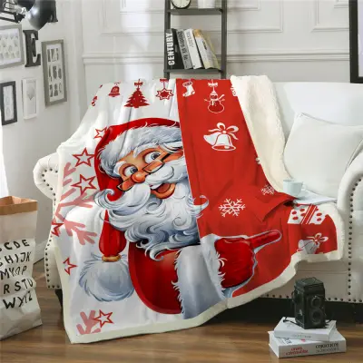Merry Christmas Warm Soft Plush Sherpa Fleece Blanket Sofa Couch Throw Rug