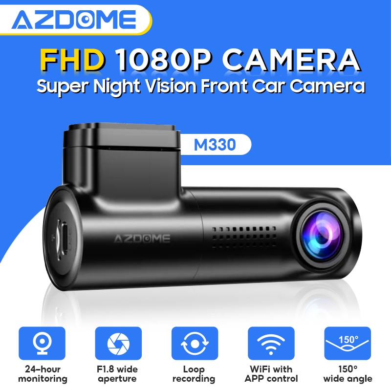 AZDOME M330 Dash Cam English Voice Control 1080P Mini Car