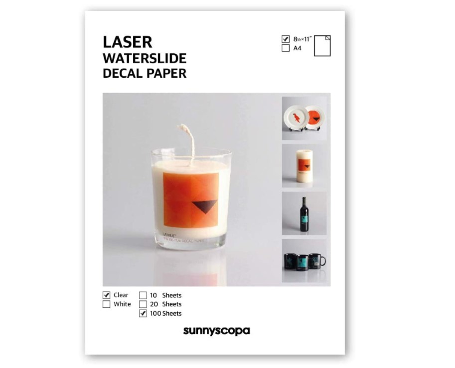 Sunnyscopa Waterslide Decal Paper for LASER Printer Personalized Water