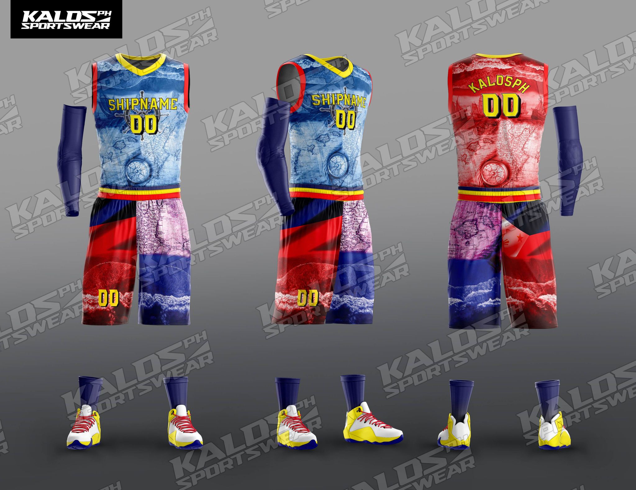 034 SEAFARER MARINE SEAMAN DESIGN BASKETBALL JERSEY SET SANDO AND SHORT