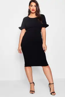 plus size plain black dress