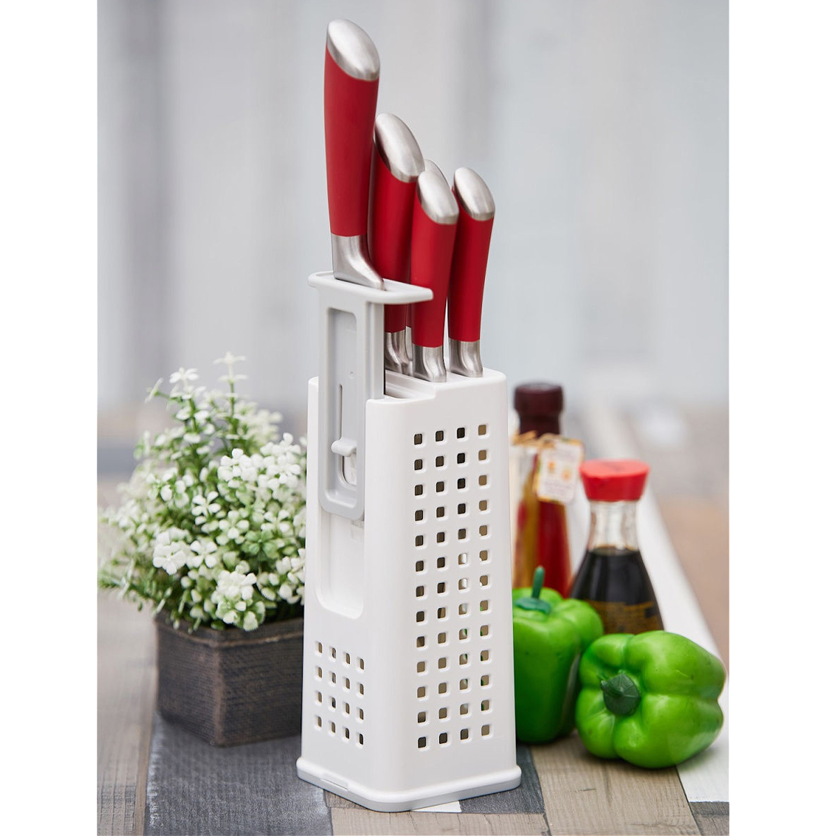 INOMATA Knife Storage Stand 3 Hole for Cooking Height Adjuster Kitchen