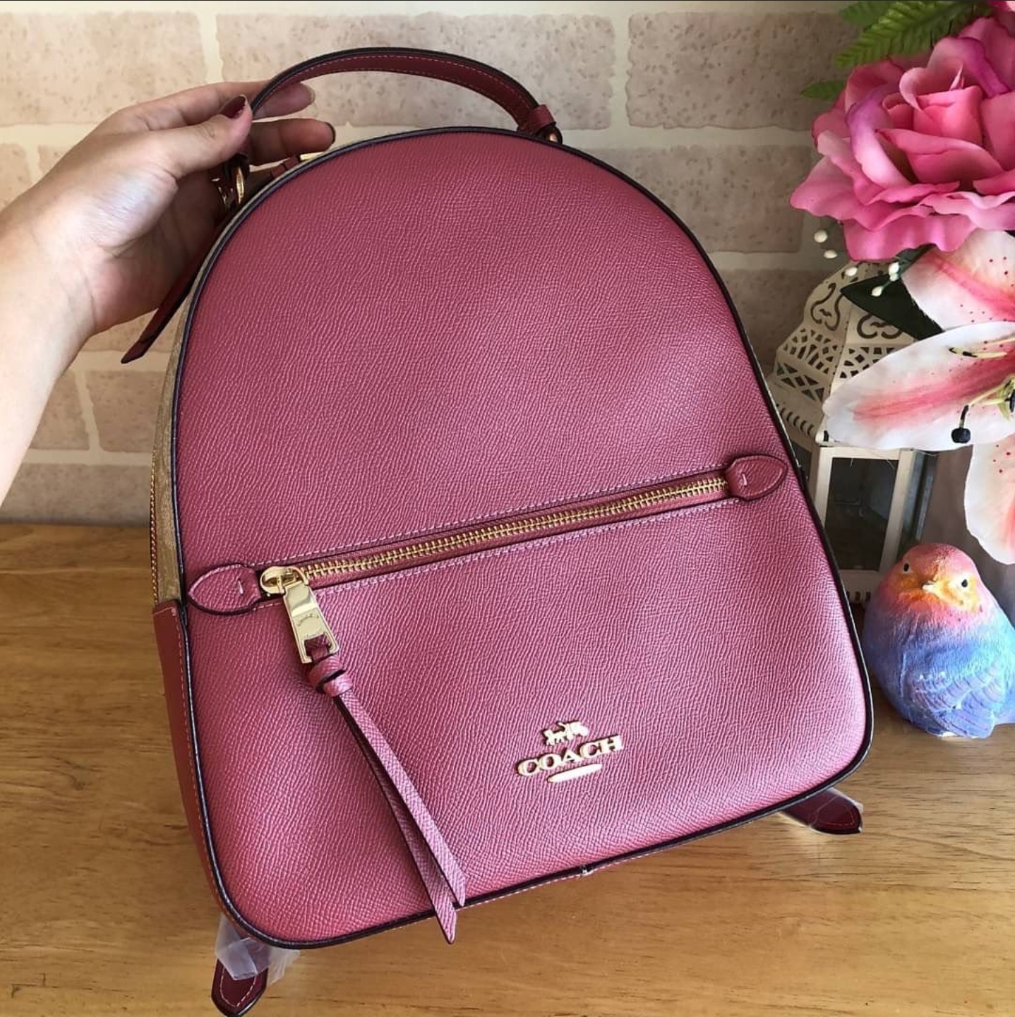 Original Coach Jordyn Backpack With Signature Canvas And Crossgrain Leather F76622 Light Khaki