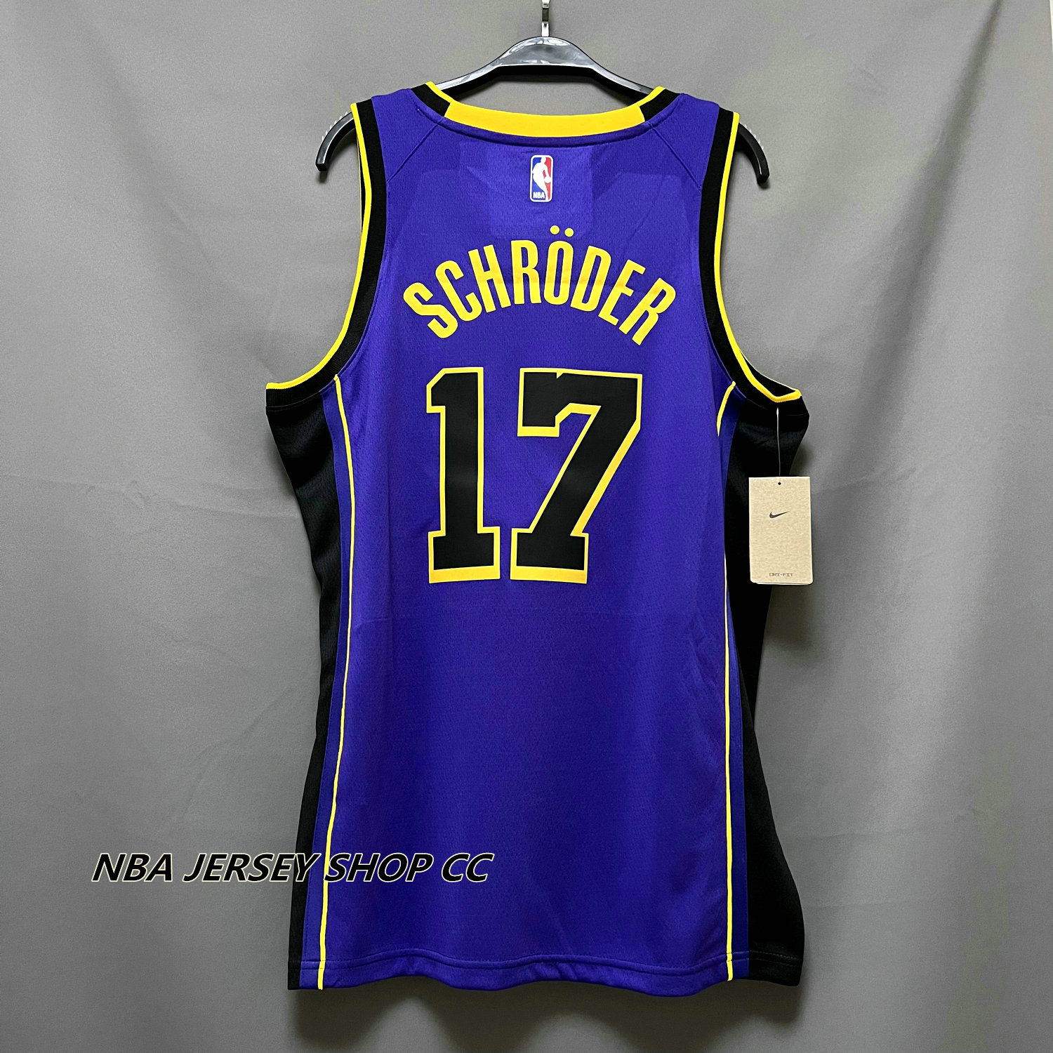 High Quality】2022-23 Men's New Original NBA Los Angeles Lakers Icon Edition  #17 Dennis Schroder Gold Jersey Swingman Heat-pressed