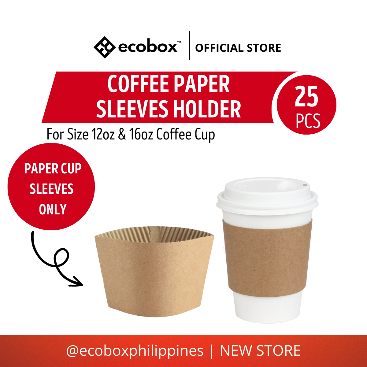 Ecobox Coffee Cup Sleeves, Corrugated Cup Holder, Cup Sleeve, Paper Cup