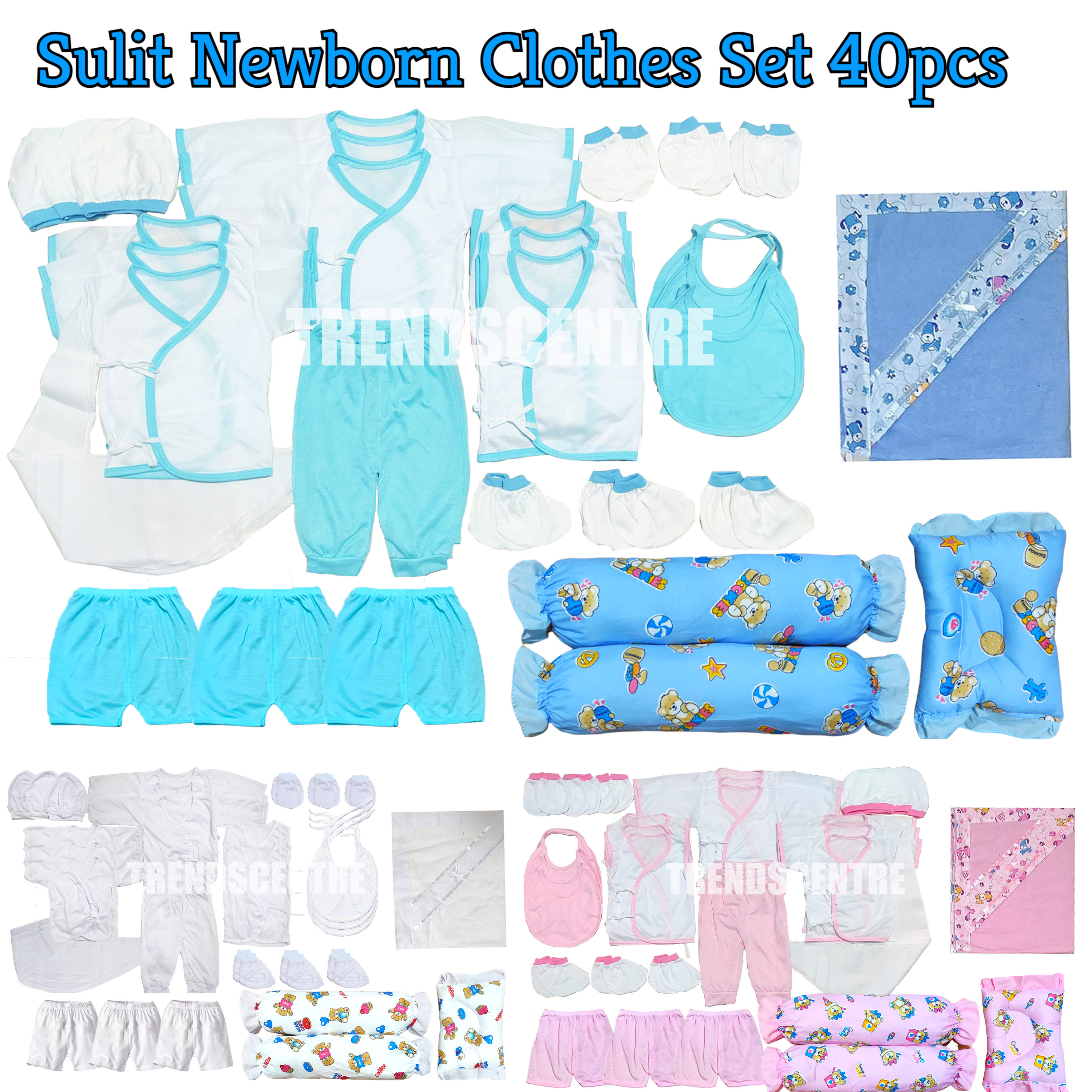 40pcs Newborn Baby Clothes Set with Blanket and Pillows SULIT
