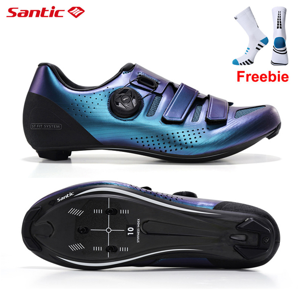 Santic Cycling Shoes Ultralight Carbon Fiber Sole Auto-Lock Road Bike Shoes 