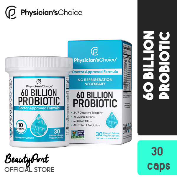 Physician's CHOICE Probiotics 60 Billion CFU 10 Diverse Strains Plus Organic Prebiotic
