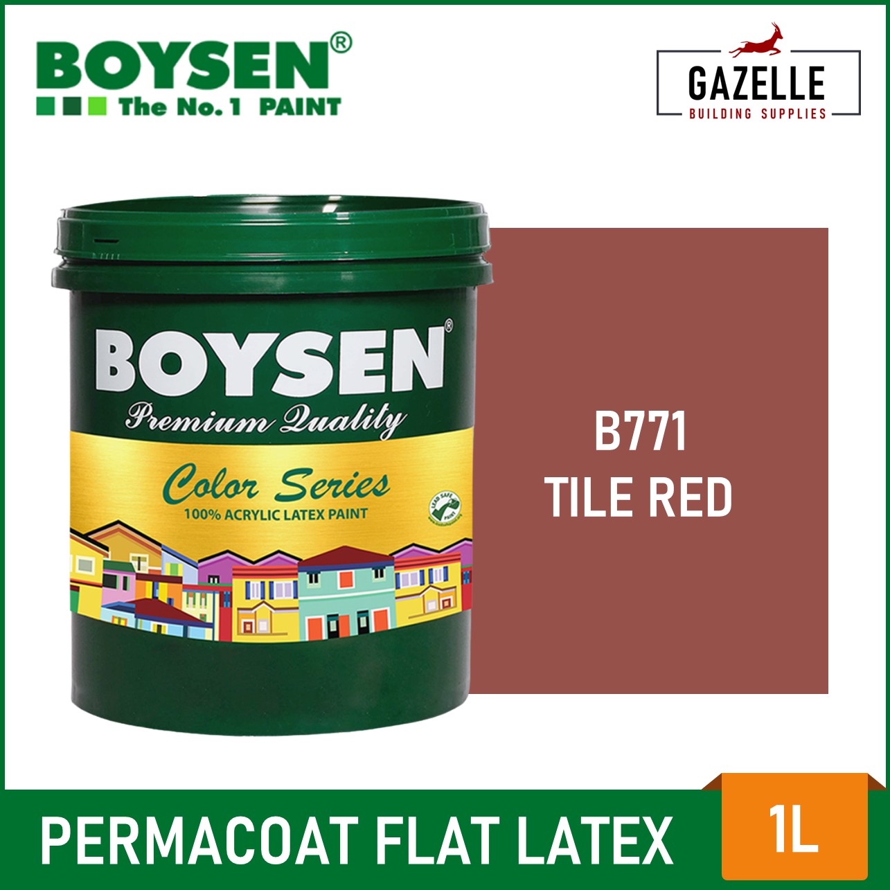Boysen Color Series Permacoat Flat Latex Tile Red B771 Acrylic Latex