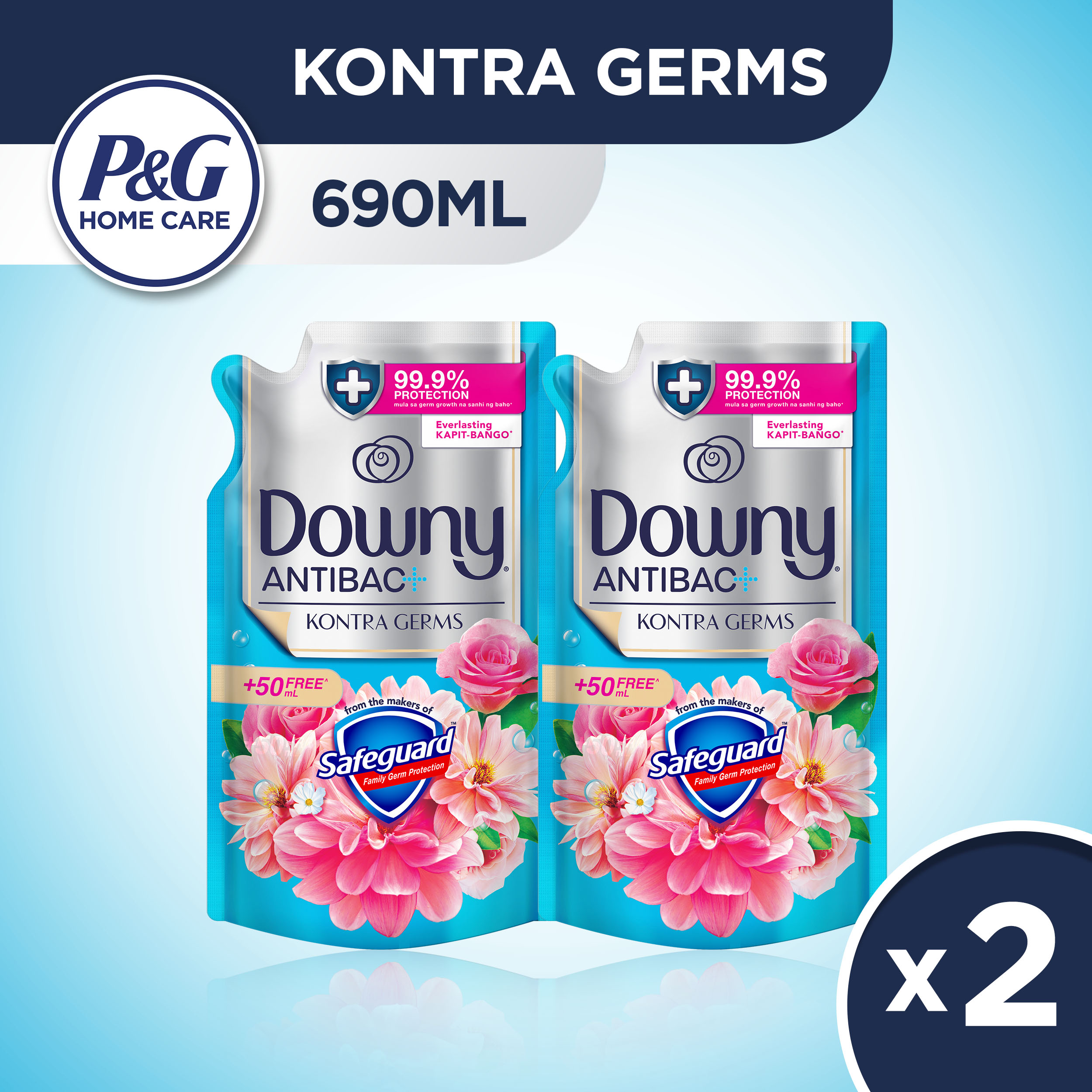 [Bundle of 2] Downy Fabric Conditioner Kontra Germs Kontra Kulob Spring Blossom 690ml Refill