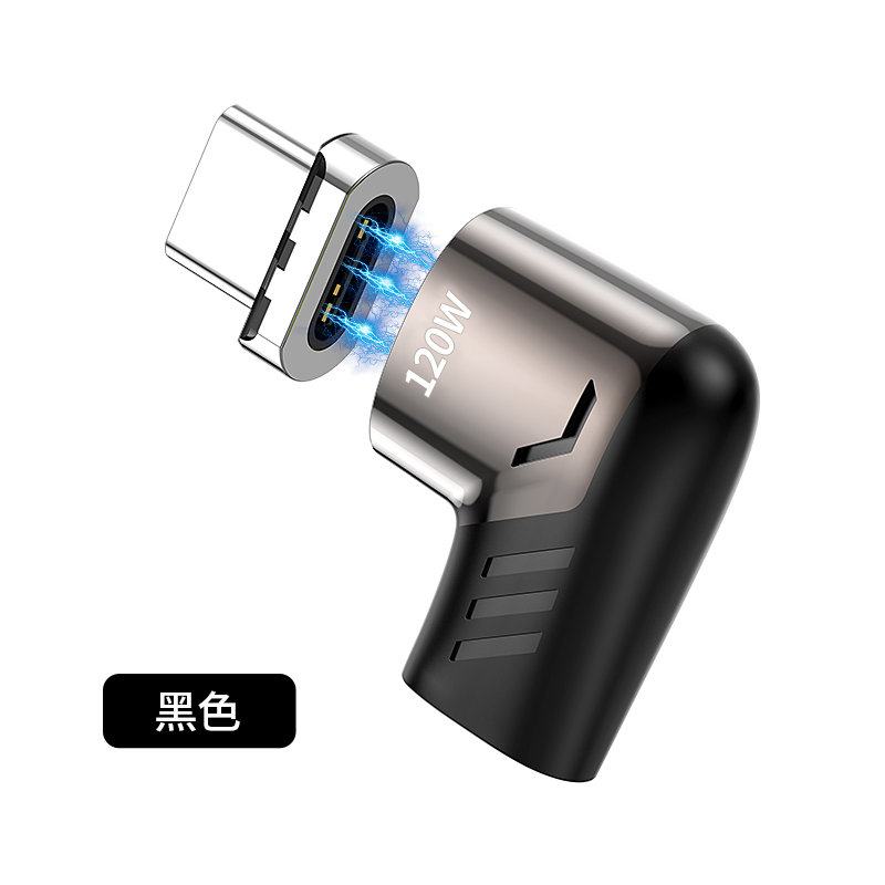 Magnetic Right Angle USB Type C Adapter - 120W Data and Power : ID