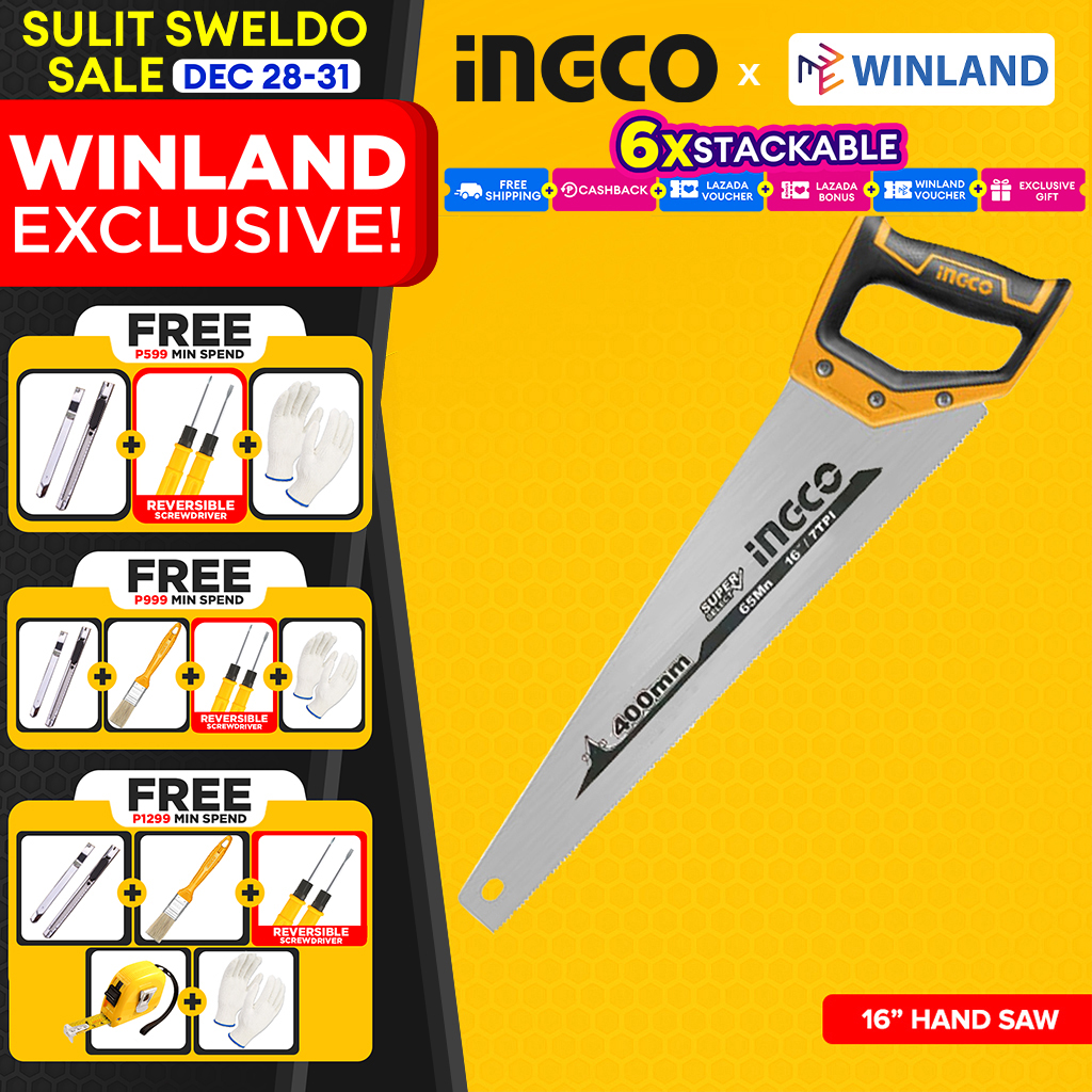 INGCO by Winland Hand Saw 16" 400mm 0.9mm. 7TPI HHAS15400 Lazada PH