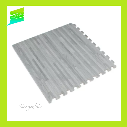 🧩🧩 YENYENLULU 🧩🧩 4 Pieces Wood Print/Plain Puzzle Playtime Rubber Mat