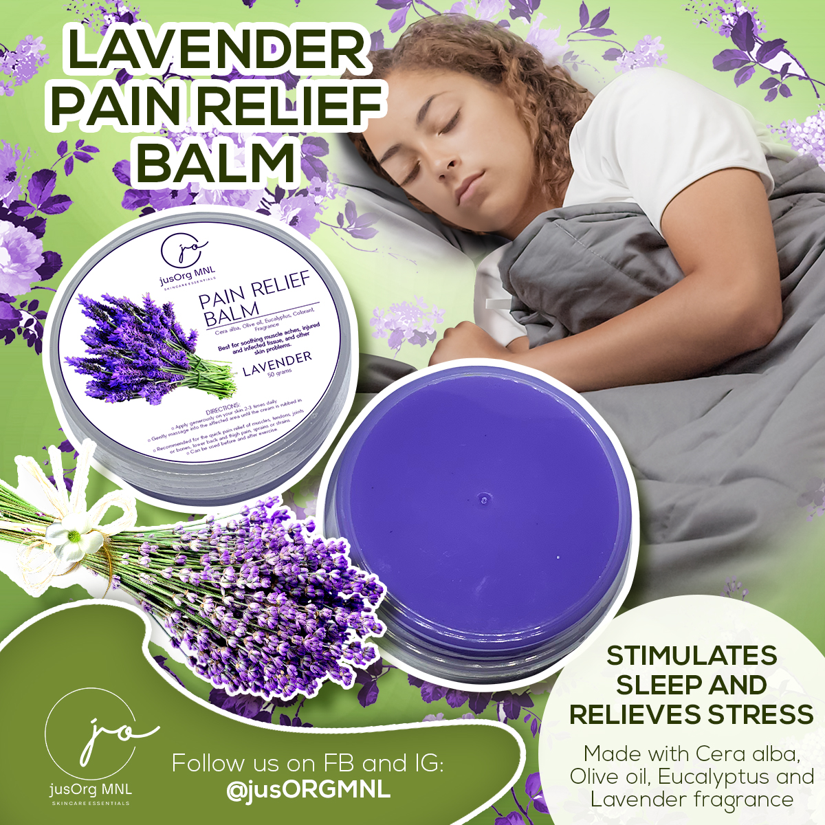Lavender Pain Relief Balm Stimulates Sleep and Relieve