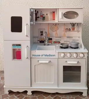 Wooden Toy Kitchen Classic White Deluxe Kitchen Set Lazada Ph