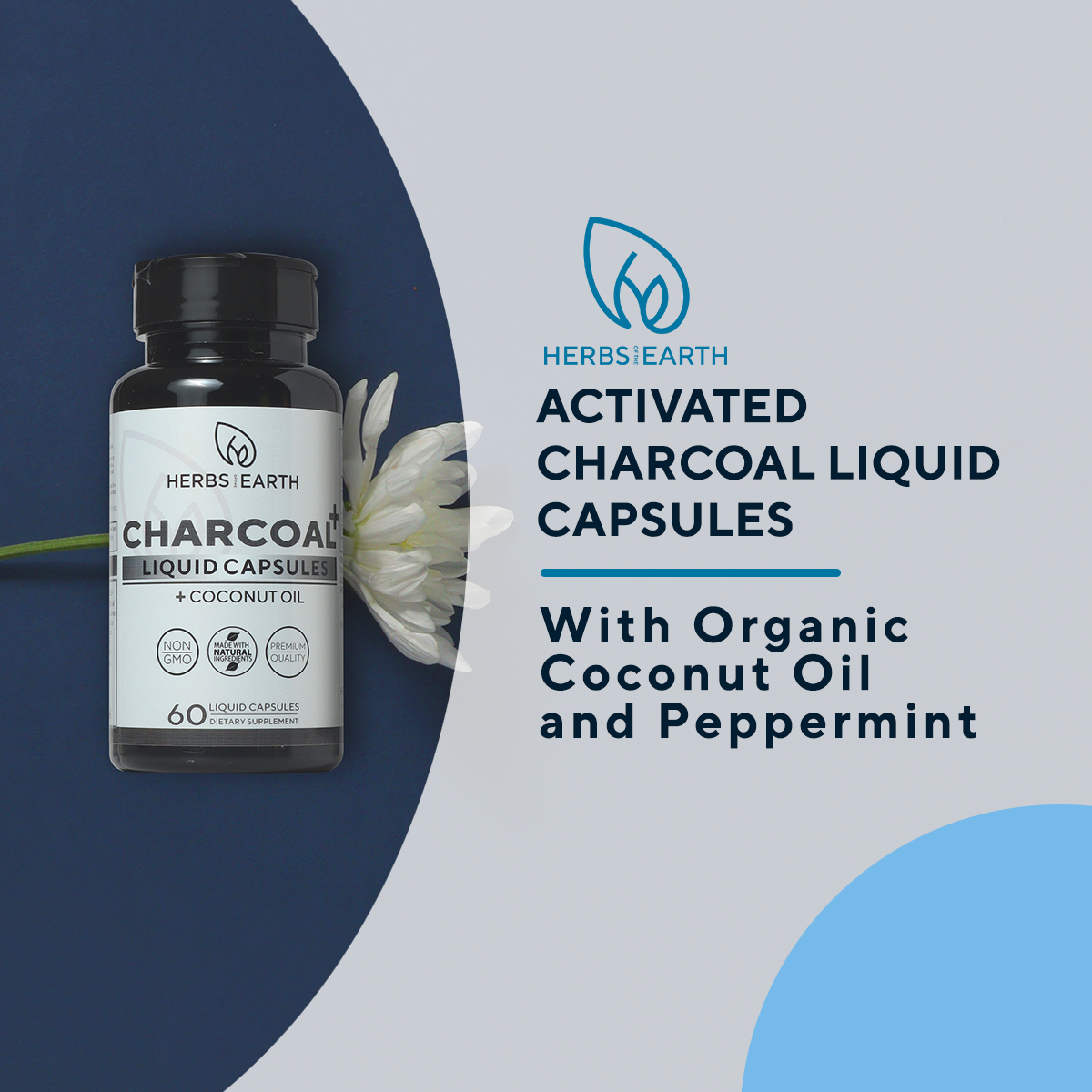 Activated Charcoal Liquid Capsules w/ Organic Coconut Oil and