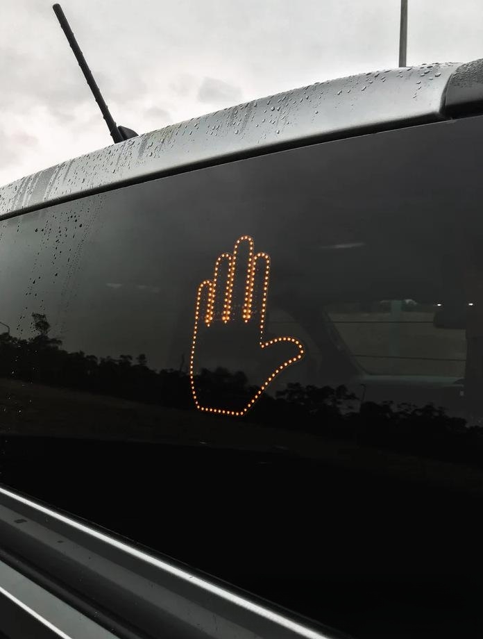 LED Car Middle Finger Light Sign Language Lamp Car Rear Windshield