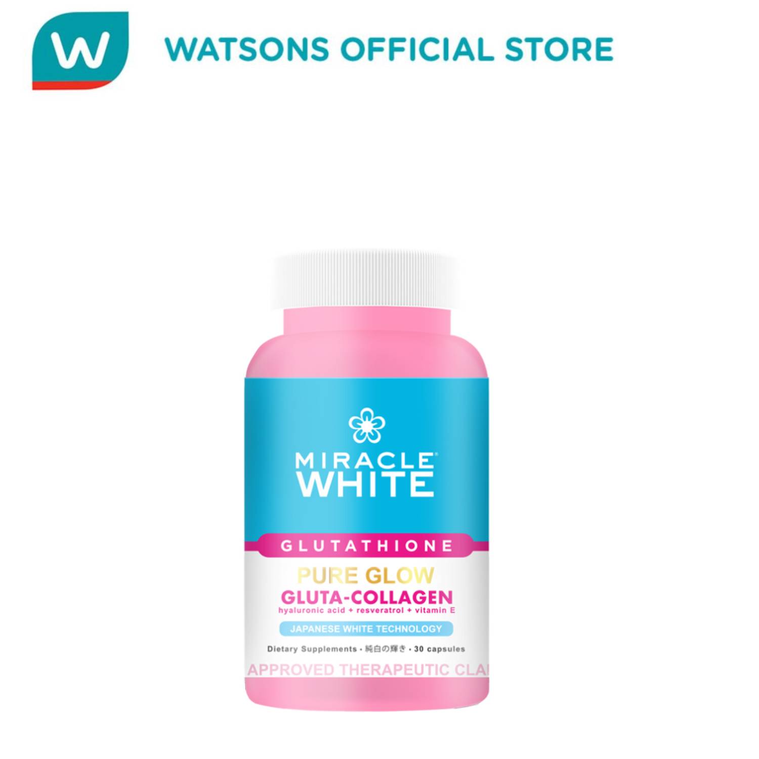 glow white glutathione MIRACLE WHITE Pure Glow Gluta-Collagen 30 Capsules