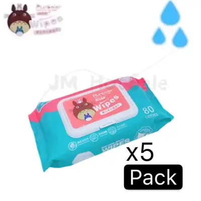 (5pack) RUNBEIER BABY WIPES 80pcs per pack (Non-Alcohol-wetwipes)