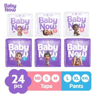 Baby Now Premium Baby Diapers Tape/Pants NB-XXL 24pcs