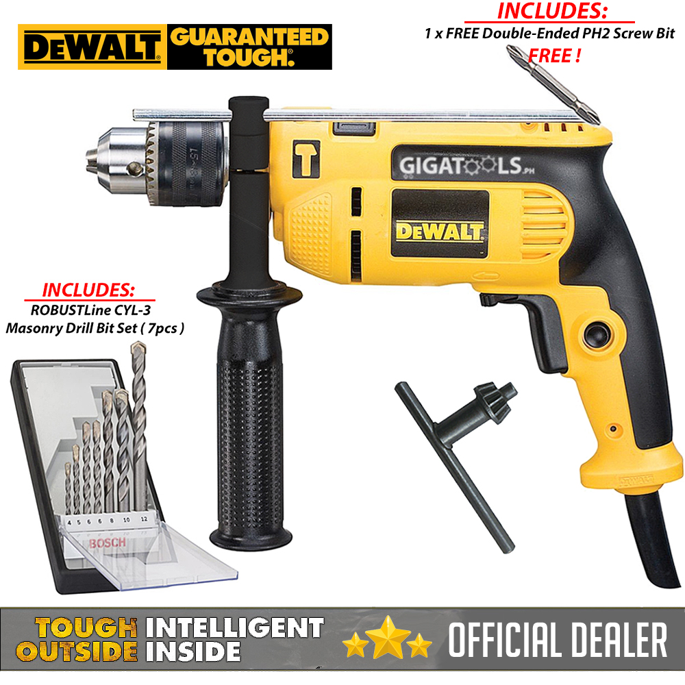 DeWalt DWD024 Percussion / Hammer Drill 13mm (650W) with FREE 1pc