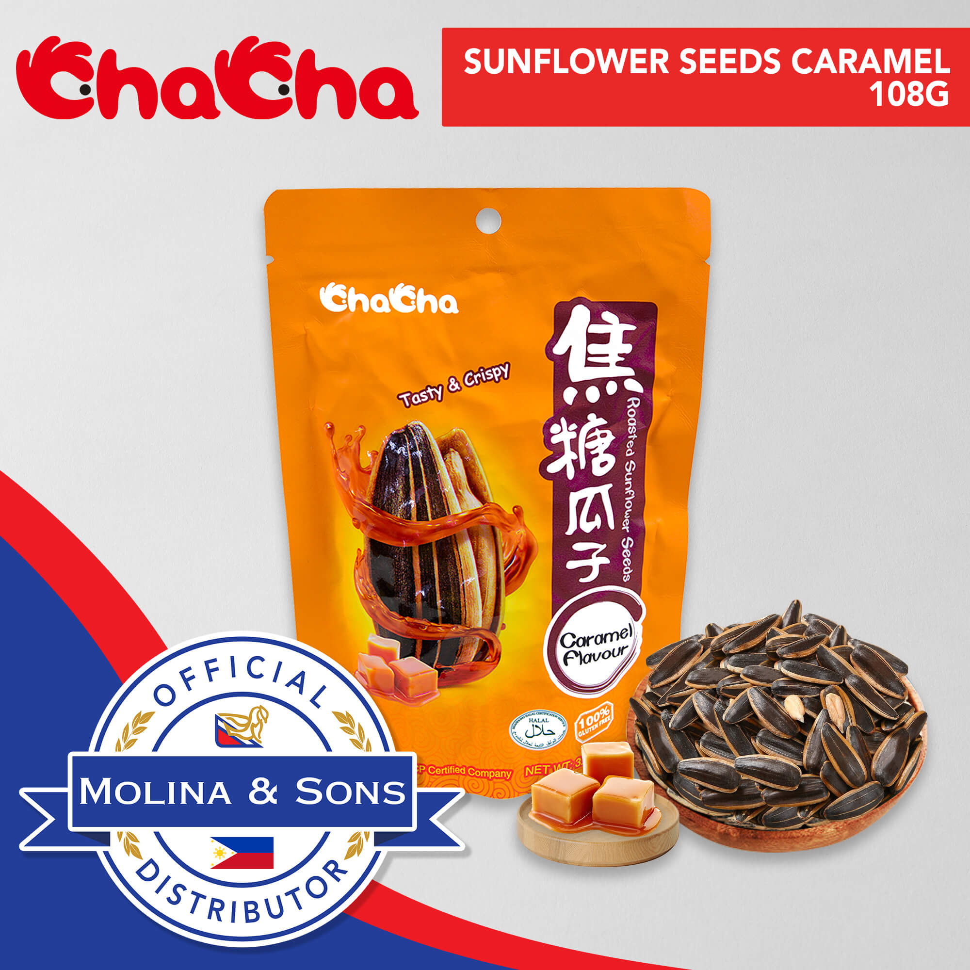 ChaCha Sunflower Seeds Caramel 108g 50 OFF Expiry Date March