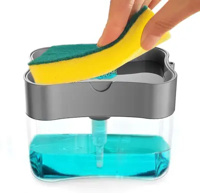 2 in 1 Pump Soap Dispenser and Sponge Caddy For Dish Soap And Sponge