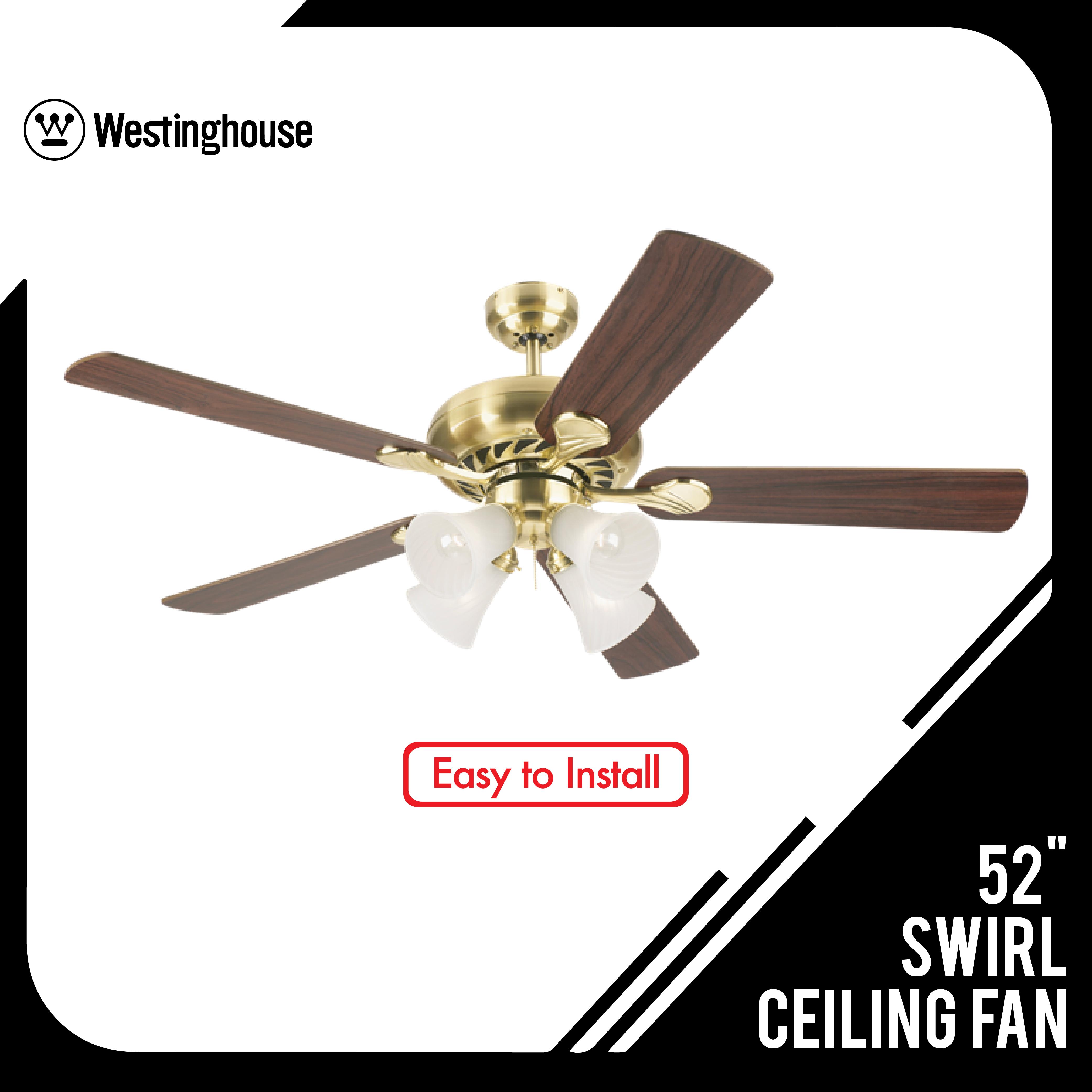 Westinghouse 52 Swirl Ceiling Fan 78078 Satin Brass With 2 Pull Chain Switch One To Turn Off Lights The Other To Control Blade Speed Modern