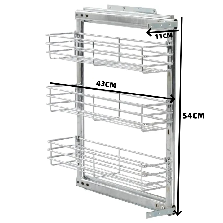 3 layer Stainless Pull out Condiments rack with adjustable frame