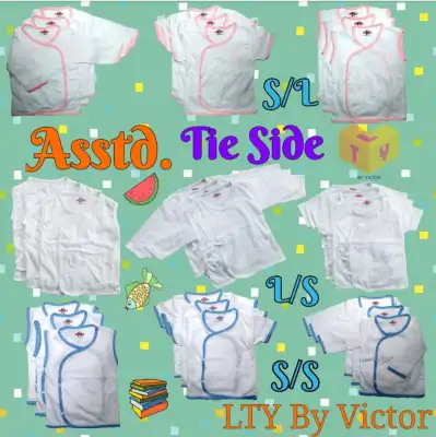 TIE SIDE ASSTD. BARU-BARUAN 100% COTTON WHITE PINK BLUE FOR NEW BORN BABY INFANT LONG SLEEVES SHORT SLEEVES SLEEVE LESS 1PC 3PCS 6PCS