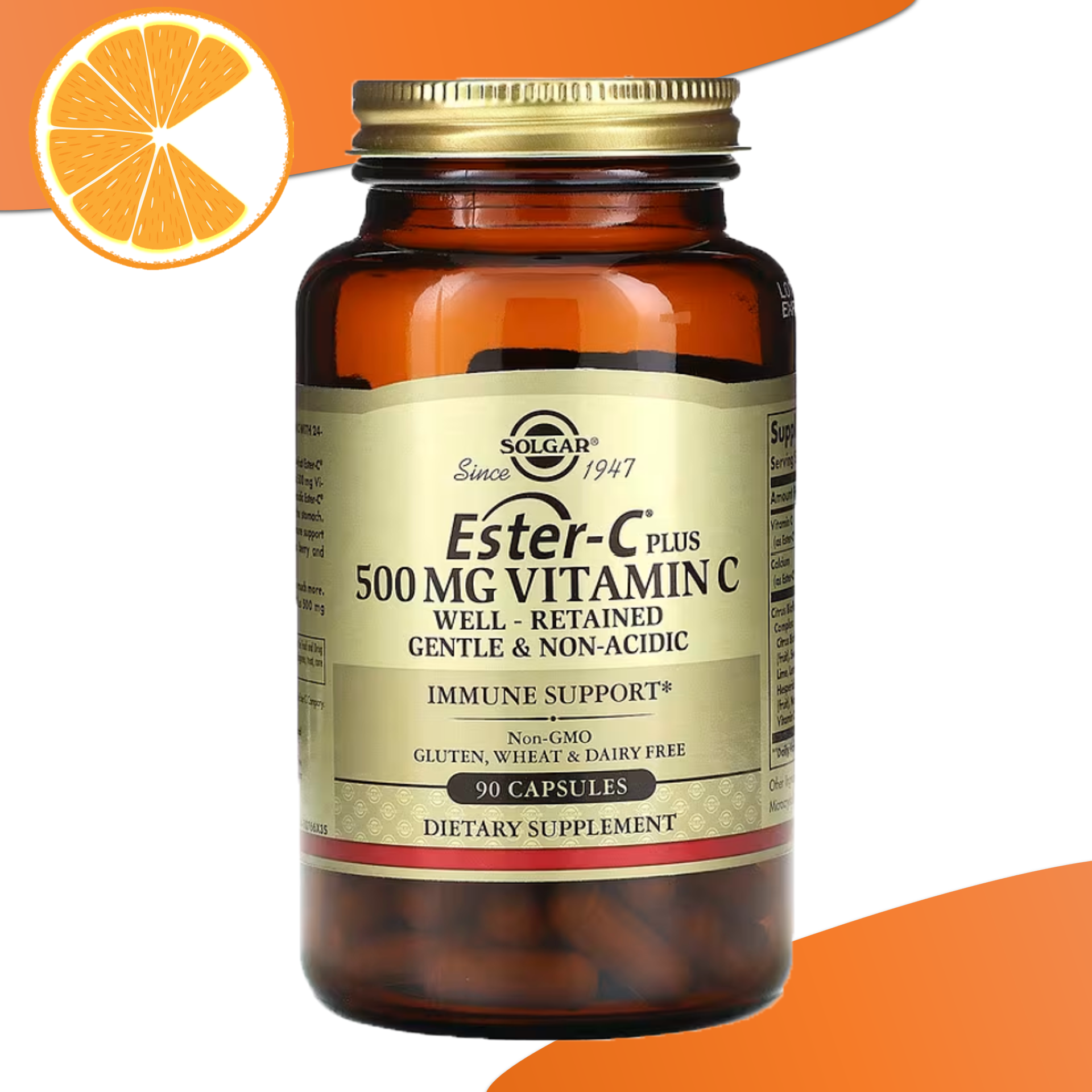 Solgar Ester C 500mg 90 Capsules / 100 Vegetable Capsules Non Acidic ...