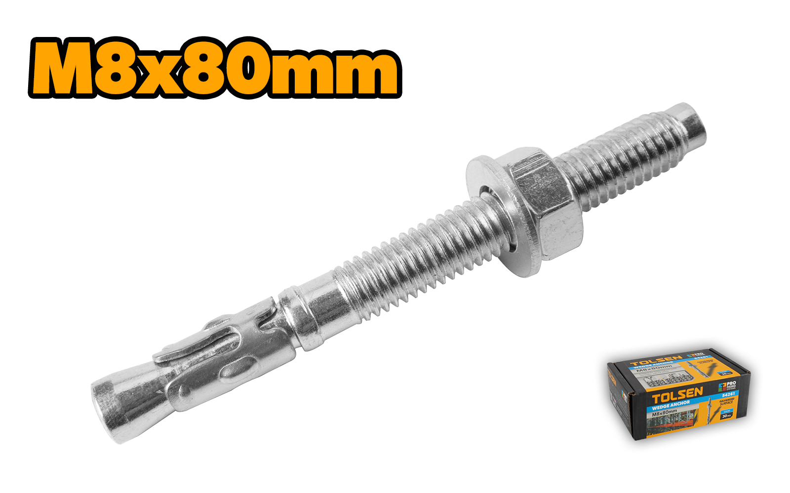 Tolsen 1BOX Galvanized Wedge Anchor (M6*55mm M8*80mm) Lazada PH