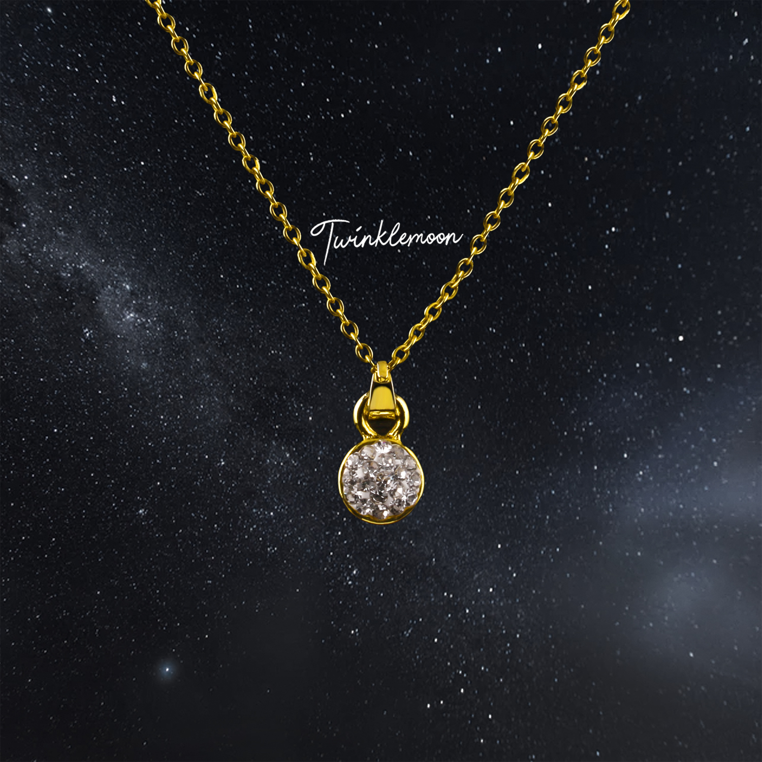 TwinkleMoon Diamond Necklace 24K 