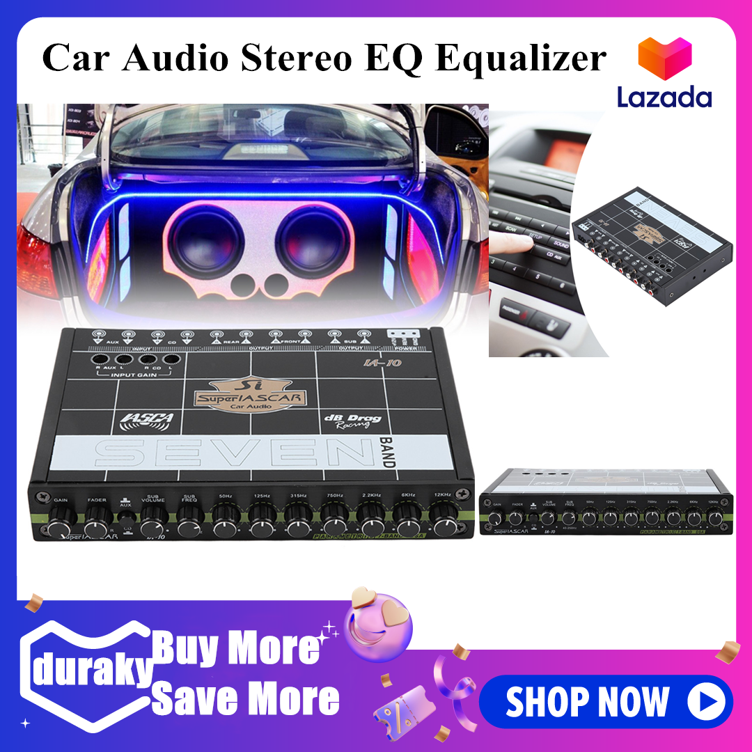 12v Car Audio Aux CD in Tuner 7band Equalizer EQ Crossover Processor
