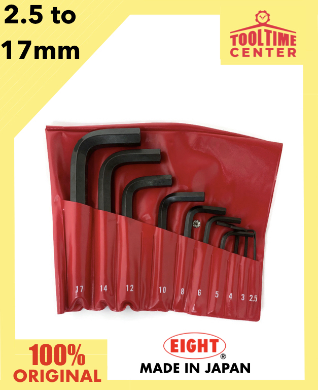 10 pc. Eight Hex Allen Key Wrench Set in Vinyl Pouch 2.5 to 17mm 0123