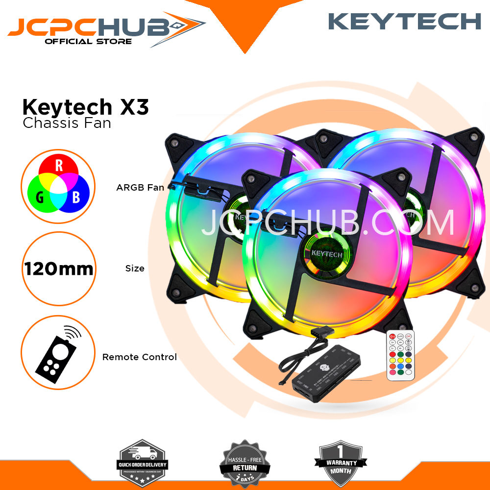 Brand New Keytech Storm X3 V.2.0 ARGB Cooling Fans 3pcs x 120mm RGB LED