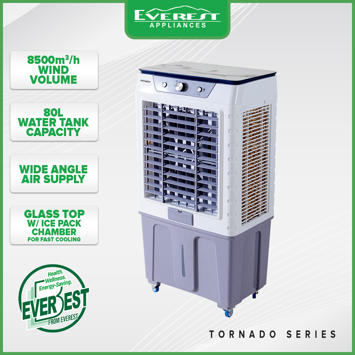 EVEREST 80L Air Cooler: Wide Angle Air Supply for Comprehensive Cooling ...