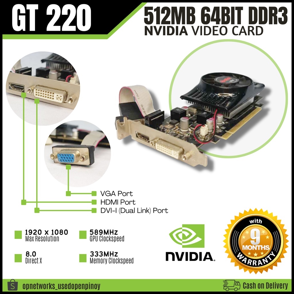 [Spot] 【COD 9mos. Warranty】 NVIDIA GeForce Video Cards with Optional